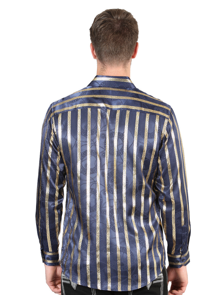 El General Navy/Gold Casual Long-Sleeve Shirt 44553 — view 4