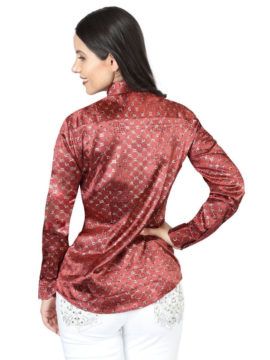El General Burgundy/Gold Casual Long-Sleeve Shirt 44555 — view 2