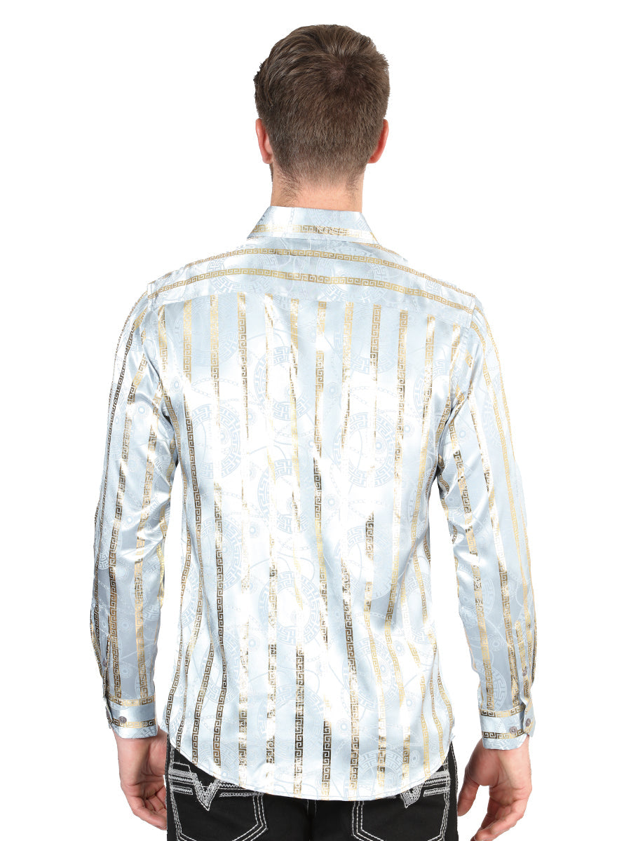 El General Grey/Gold Casual Long-Sleeve Shirt 44578 — view 4