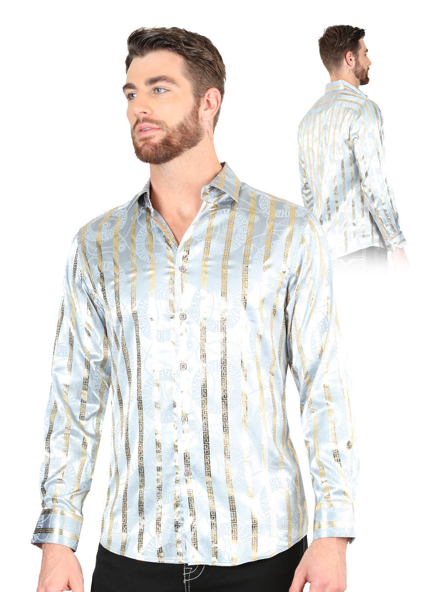 El General Grey/Gold Casual Long-Sleeve Shirt 44578 — view 6
