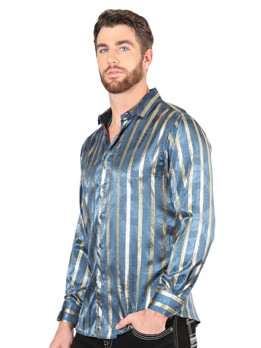 El General Teal Casual Long-Sleeve Shirt 44580 — view 3
