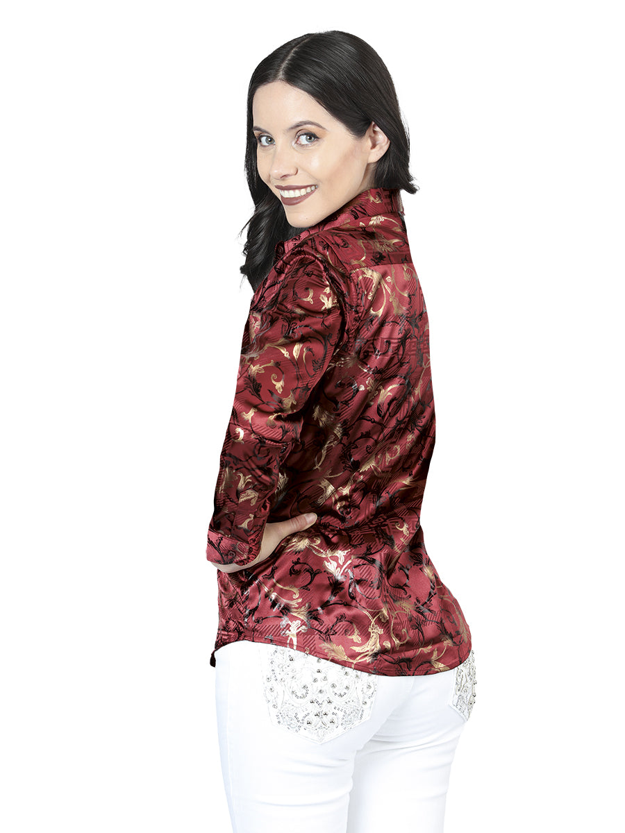El General Burgundy Casual Long-Sleeve Shirt 44595 — view 2