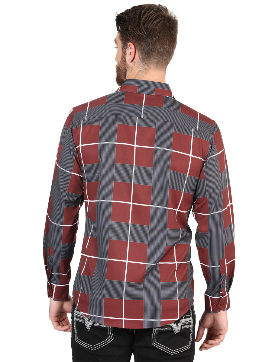 El General Burgundy Casual Long-Sleeve Shirt 44603 — view 2
