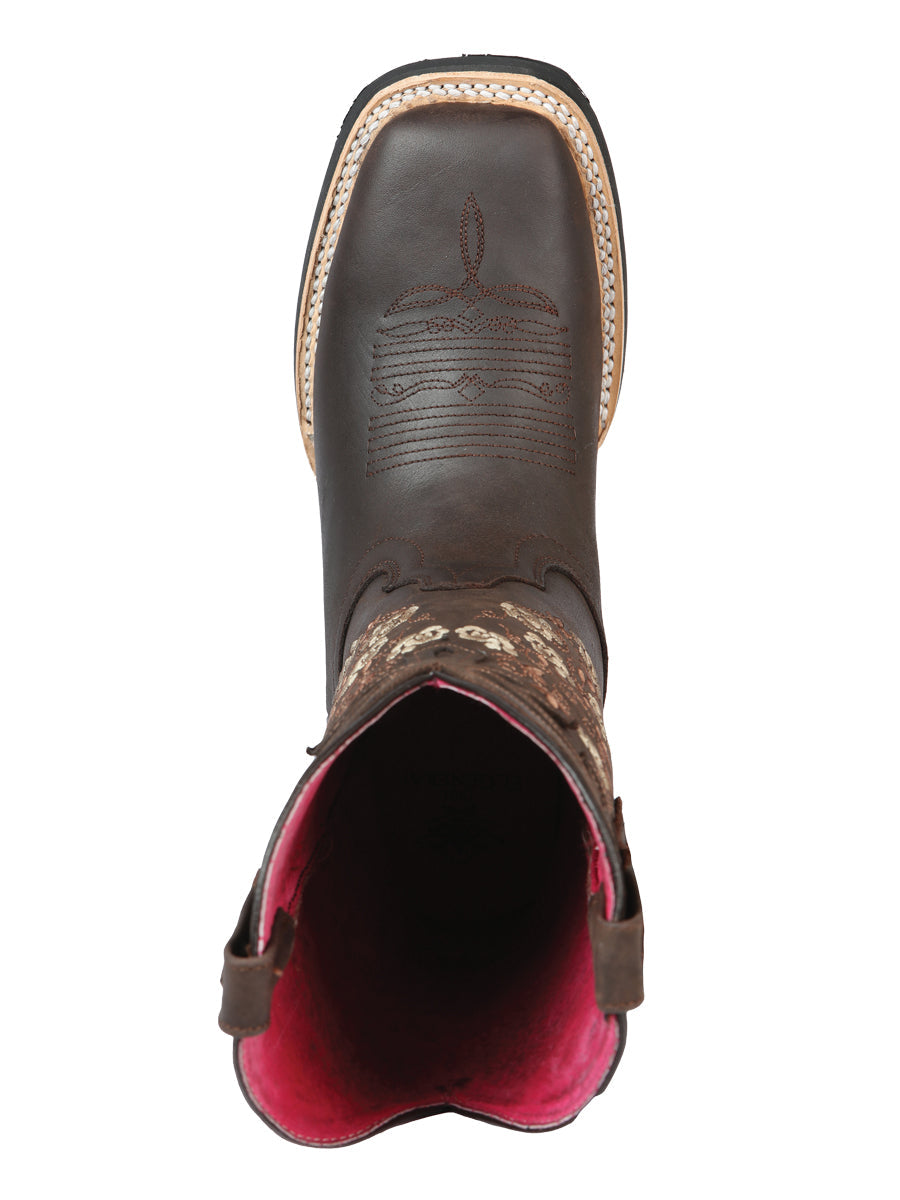 El General Women’s Leather Cowgirl Boots - Made in Mexico - Crazy Brown 44635 — view 2