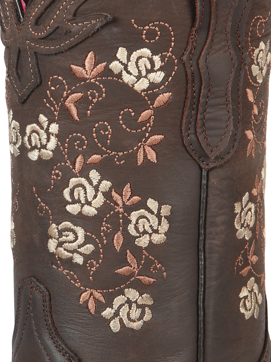 El General Women’s Leather Cowgirl Boots - Made in Mexico - Crazy Brown 44635 — view 4
