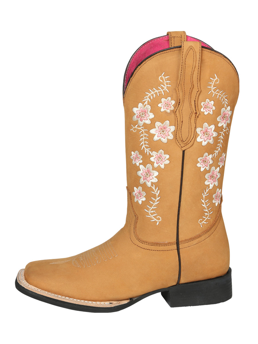 El General Women’s Leather Cowgirl Boots - Made in Mexico - Nubuck Peach 44644 — view 2