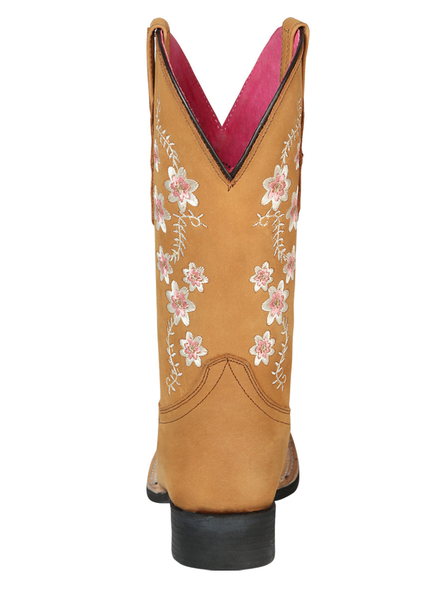 El General Women’s Leather Cowgirl Boots - Made in Mexico - Nubuck Peach 44644 — view 4