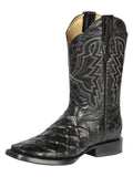 El General Men’s Leather Cowboy Boot - Made in Mexico - Embossed Pirarucu Print - Black 44663