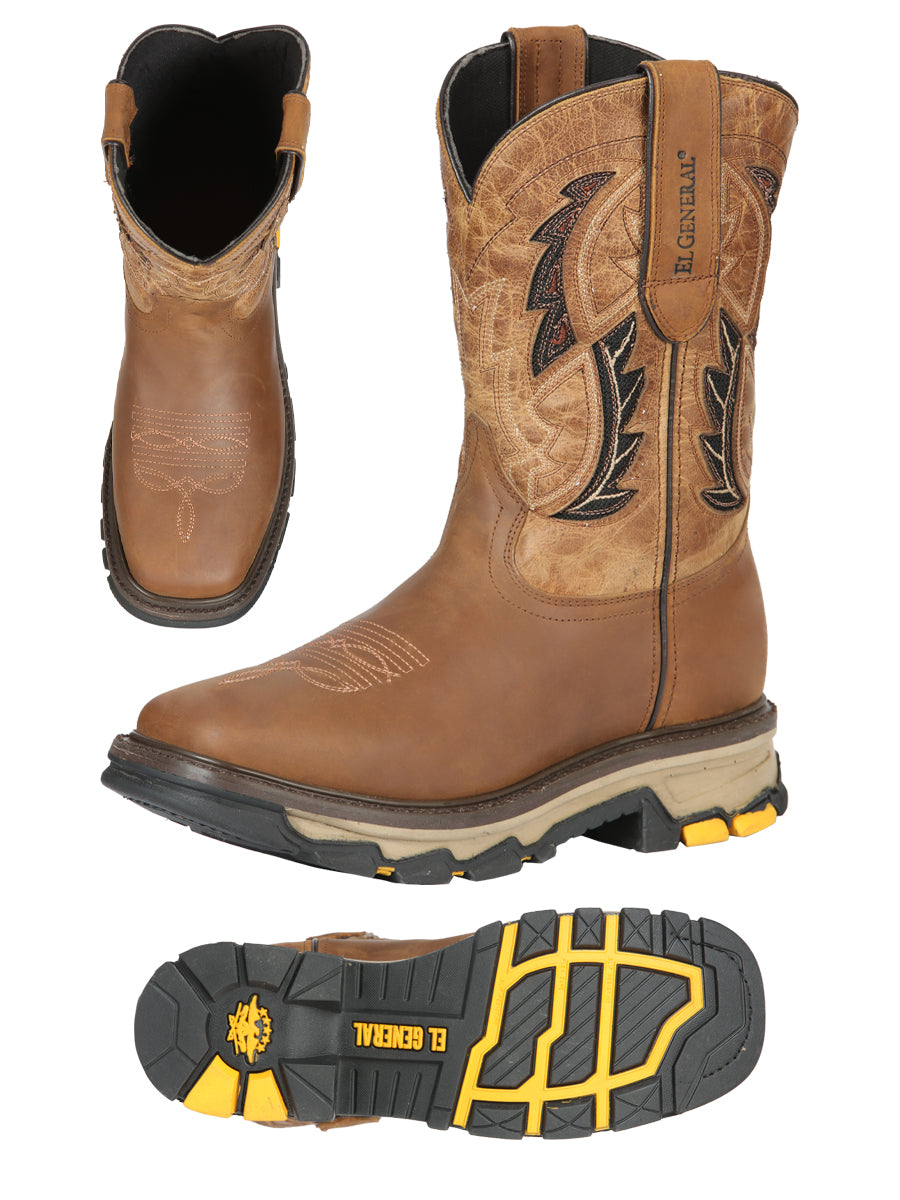 El General Men's Leather Work Boot - Made in Mexico - Honey Brown 44693