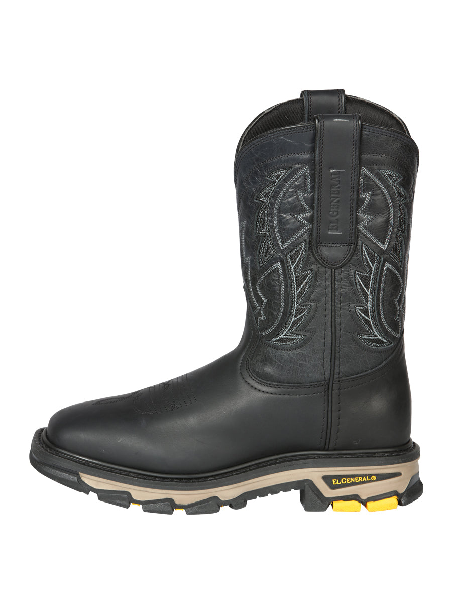 El General Men's Leather Work Boot - Made in Mexico - Crazy Black 44694 — view 2