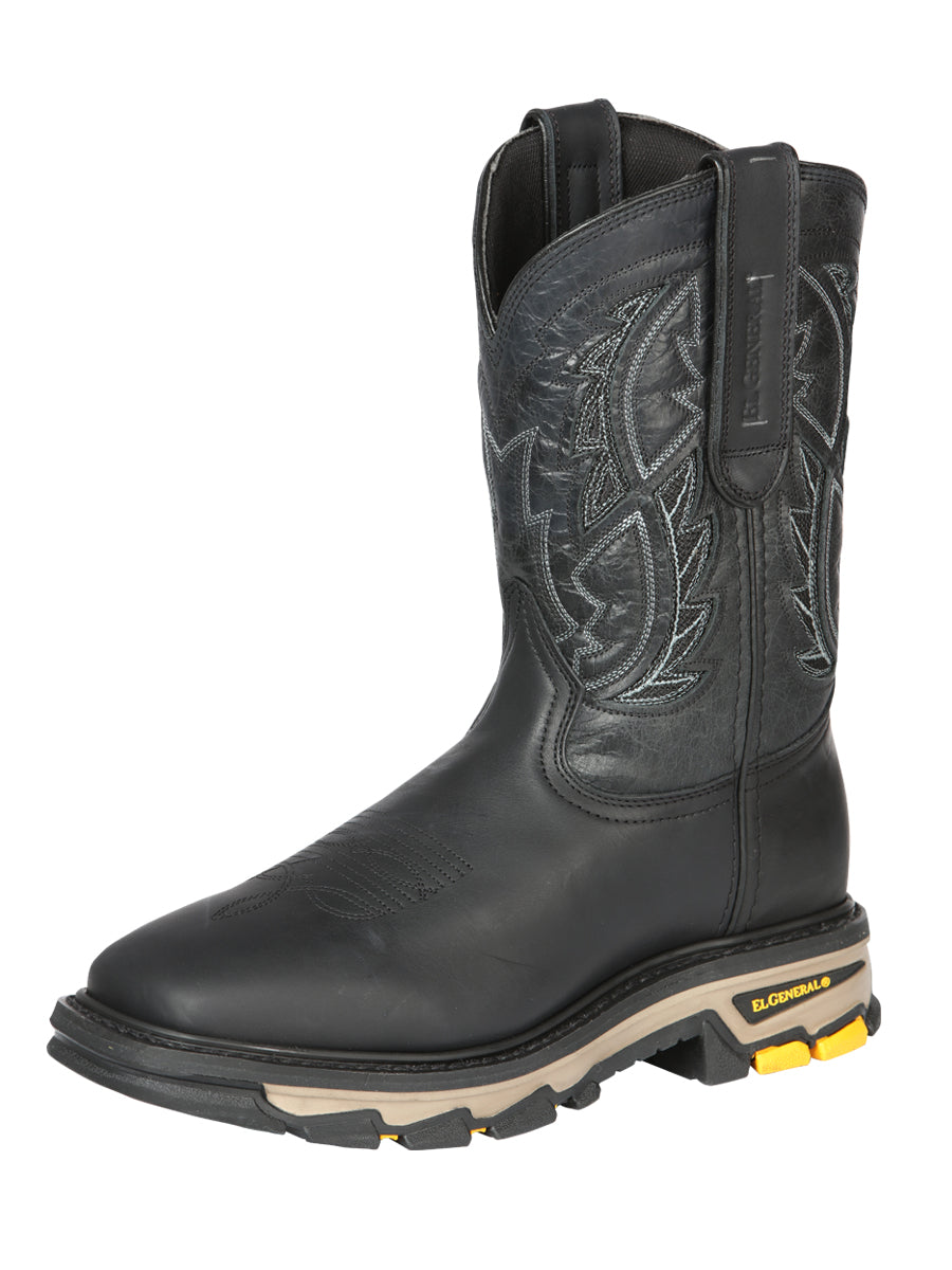 El General Men's Leather Work Boot - Made in Mexico - Crazy Black 44694