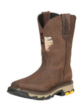El General Men's Leather Work Boot with Texas Flag - Crazy Cafe Brown 44696