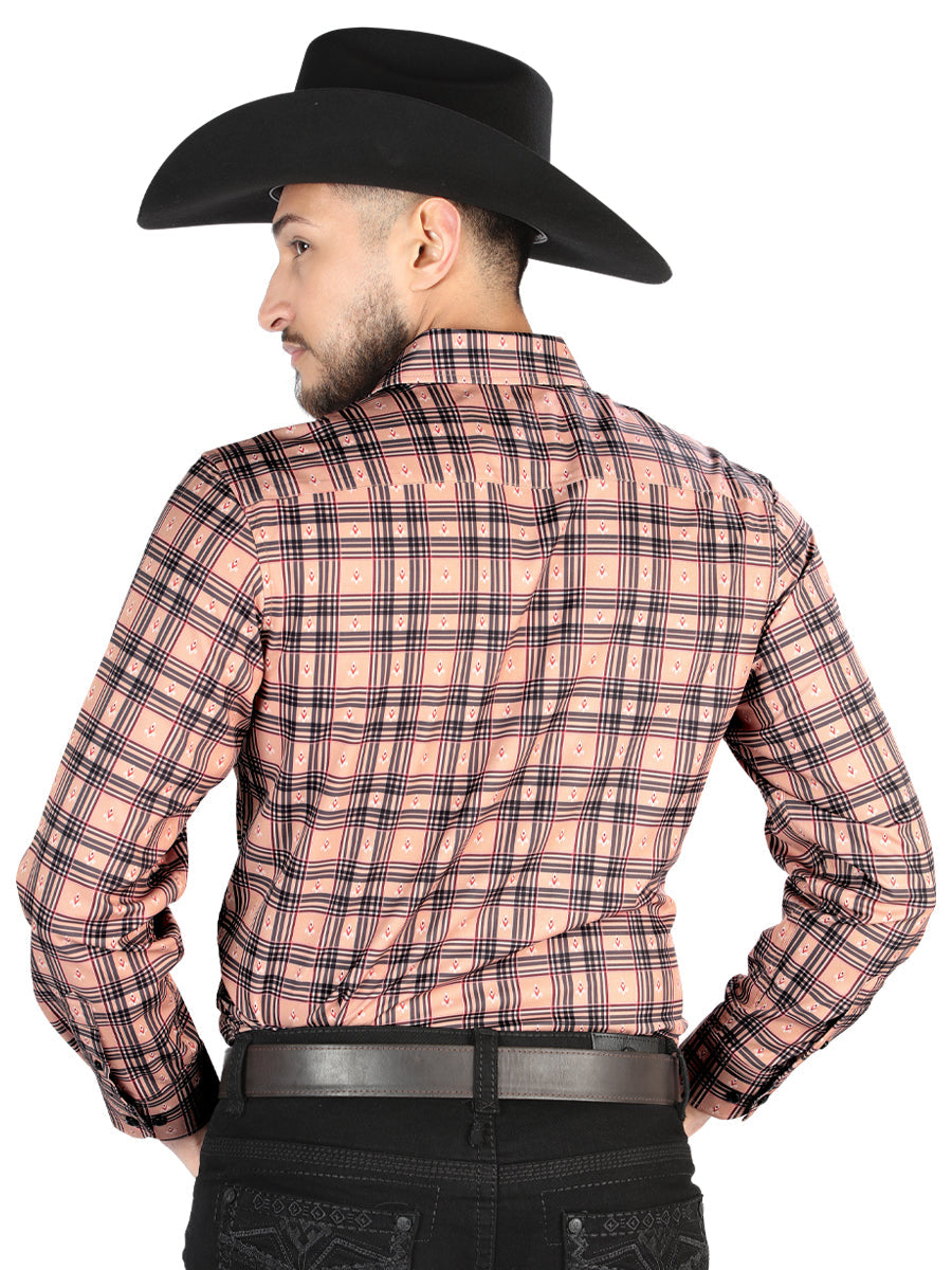 El General - Casual Long-Sleeve Shirt - Beige/Black 44697 — view 2