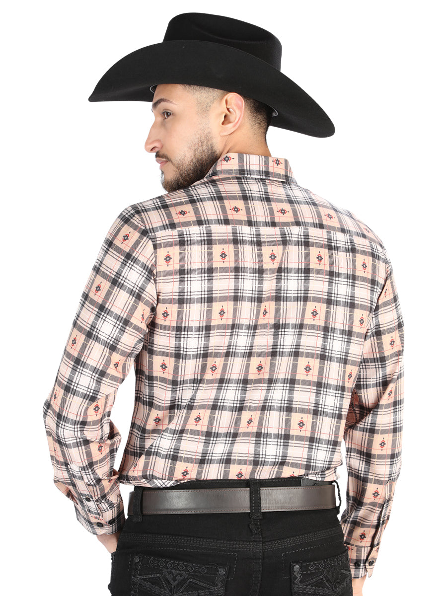 El General - Casual Long Sleeve Shirt - Beige/Black 44698 — view 2