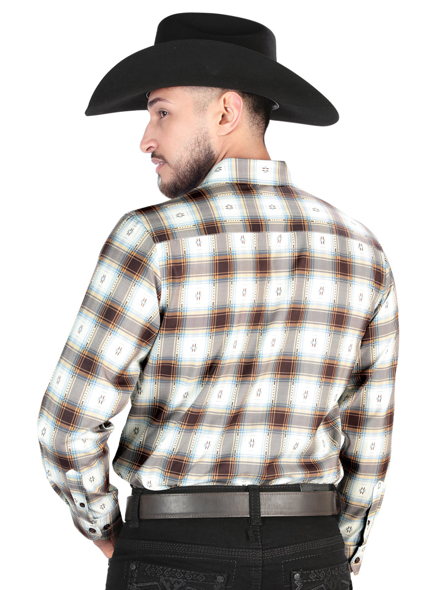 El General - Casual Long Sleeve Shirt - Brown/Sand 44700 — view 2