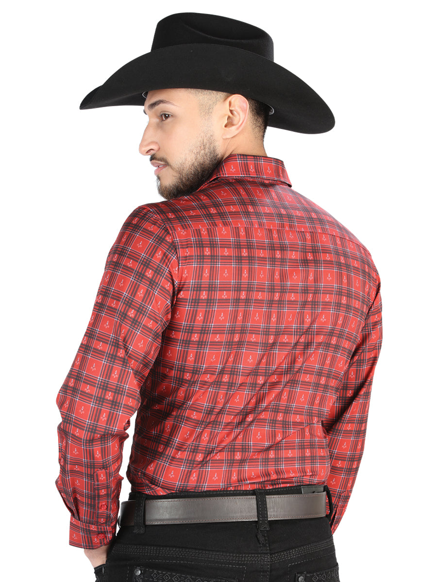 El General - Casual Long Sleeve Shirt - Red/Black 44705 — view 2