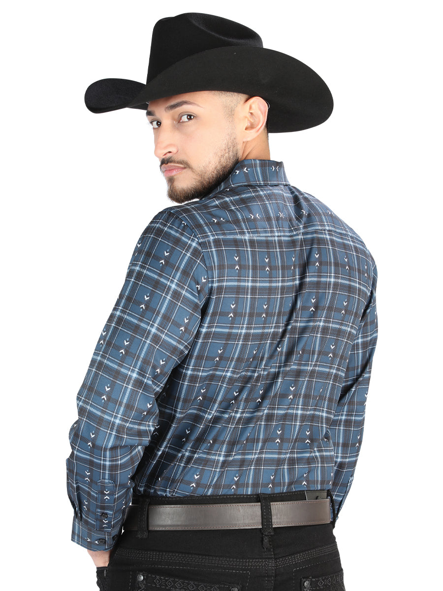 El General - Casual Long Sleeve Shirt - Gray/Blue 44706 — view 2