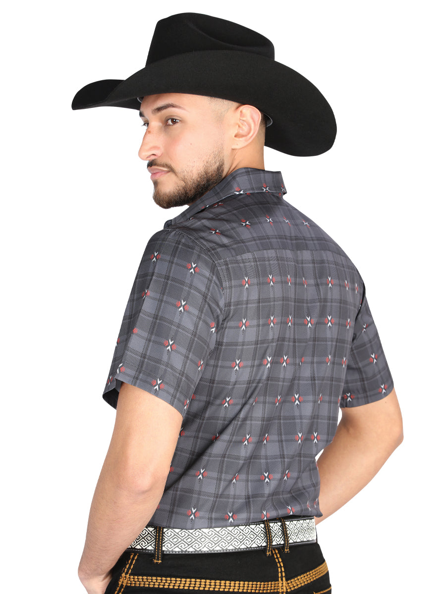 El General - Casual Long Sleeve Shirt - Gray/Brown 44708 — view 2
