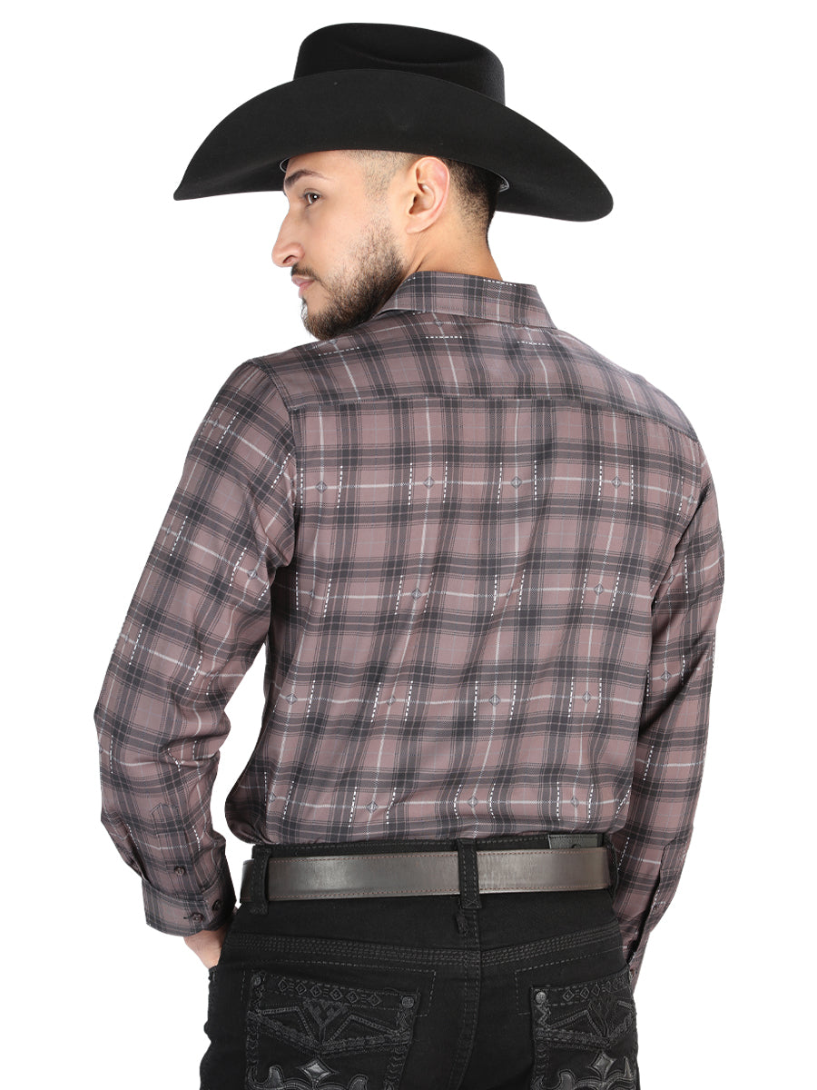 El General - Casual Long Sleeve Shirt - Mocha/Olive 44712 — view 2