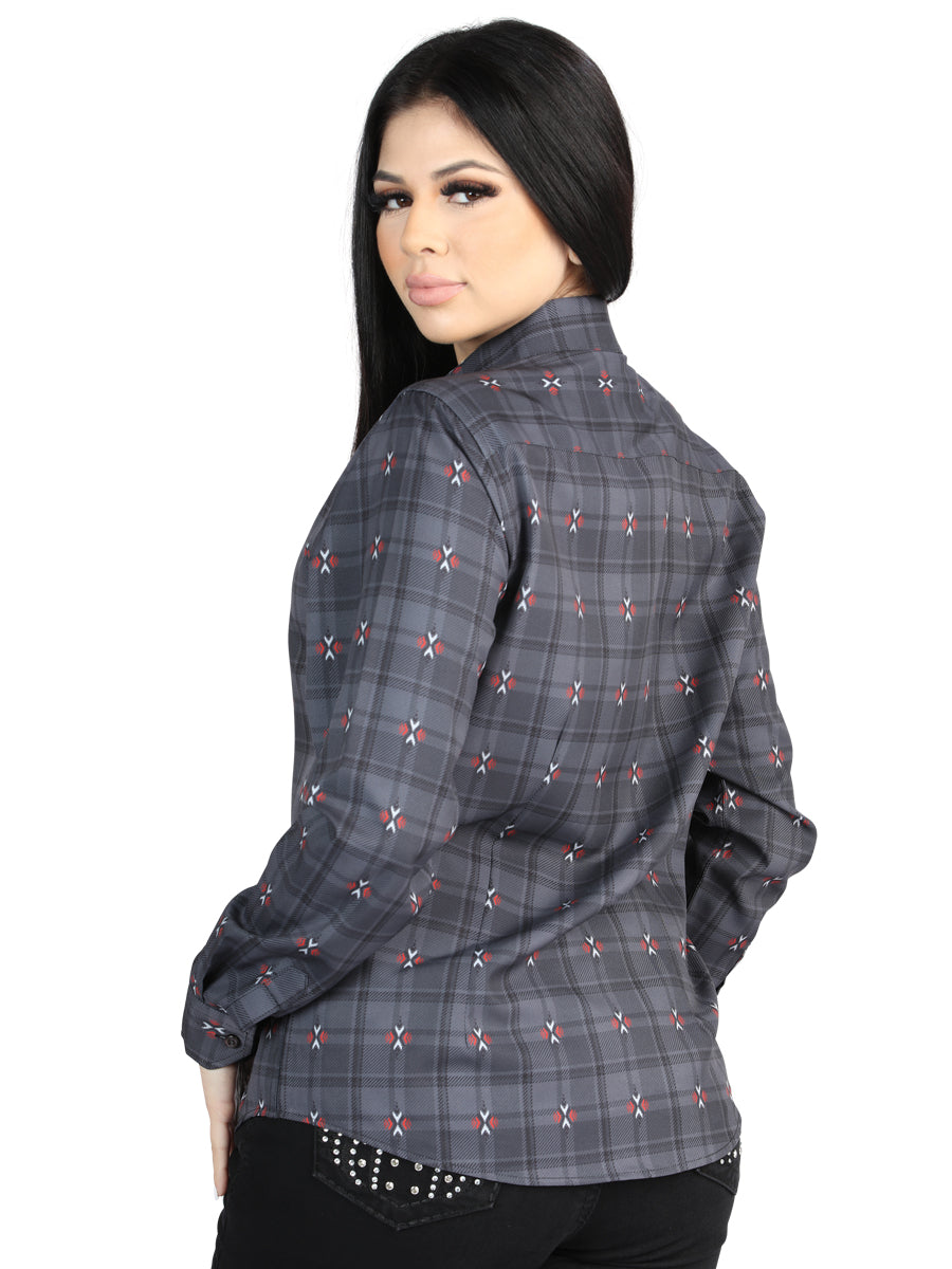 El General - Casual Long-Sleeve Shirt - Gray/Brown 44725 — view 2