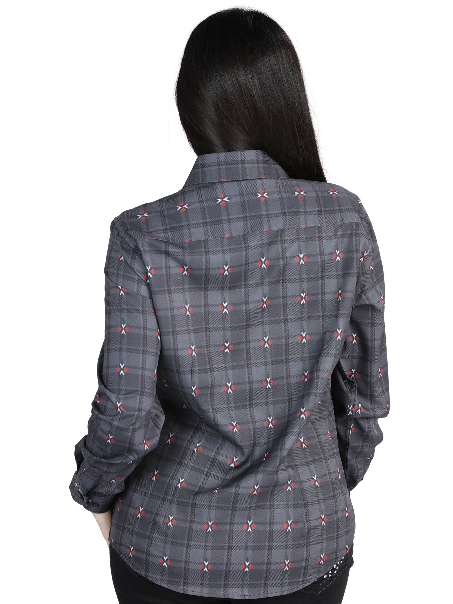 El General - Casual Long-Sleeve Shirt - Gray/Brown 44725 — view 3