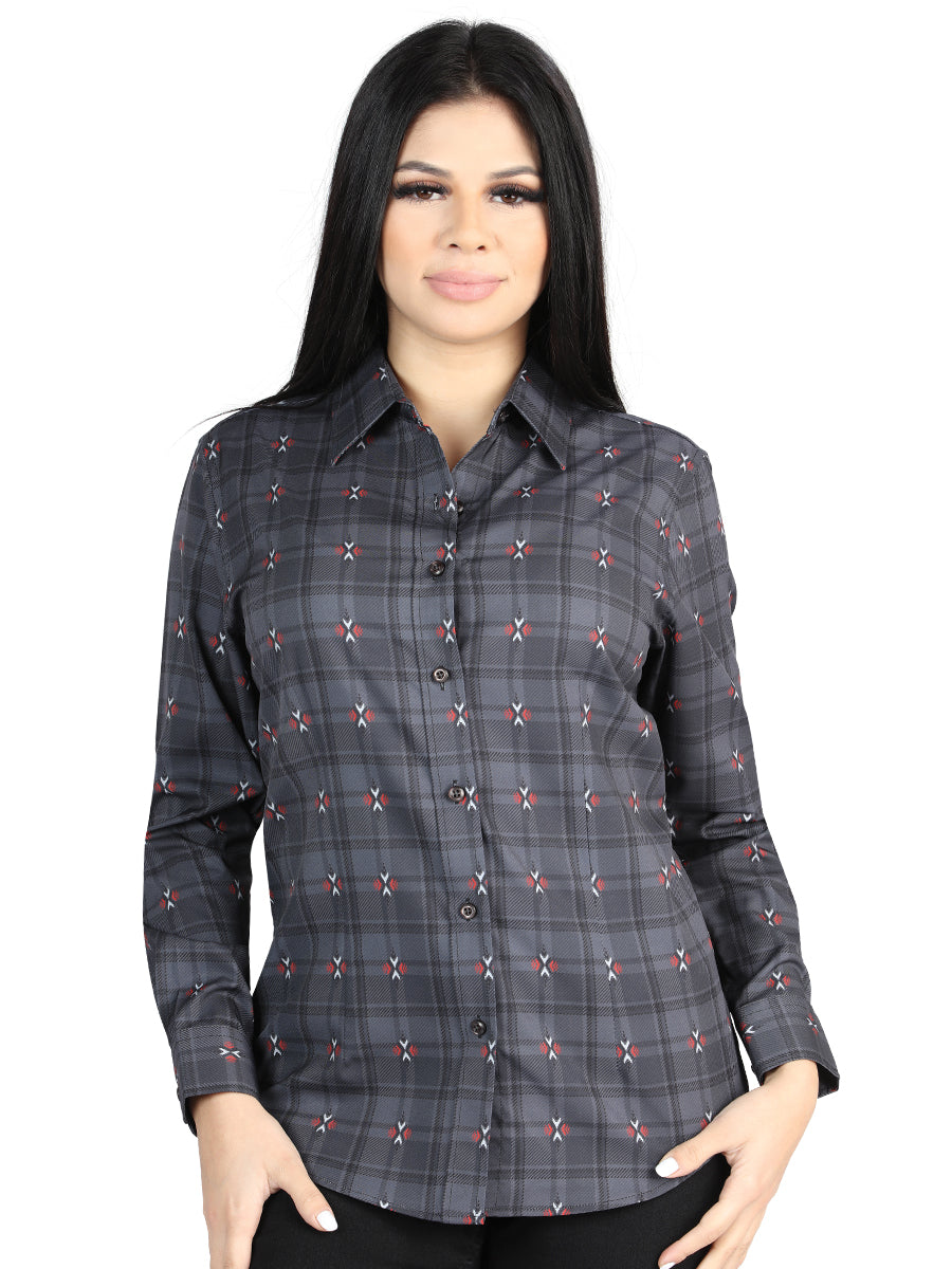 El General - Casual Long-Sleeve Shirt - Gray/Brown 44725