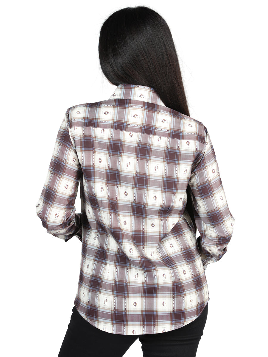 El General - Casual Long-Sleeve Shirt - Beige/Burgandy 44730 — view 2