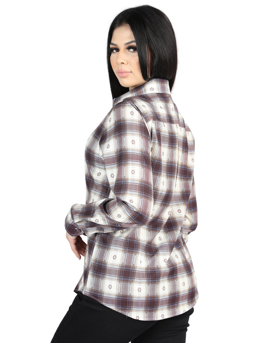 El General - Casual Long-Sleeve Shirt - Beige/Burgandy 44730 — view 3