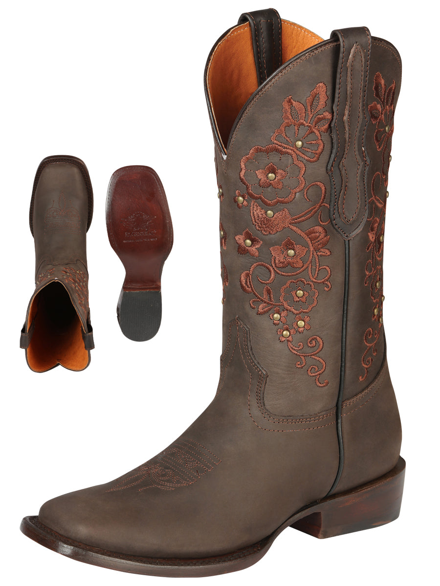 El General Women’s Rodeo Boots Crazy Leather - Brown 44847