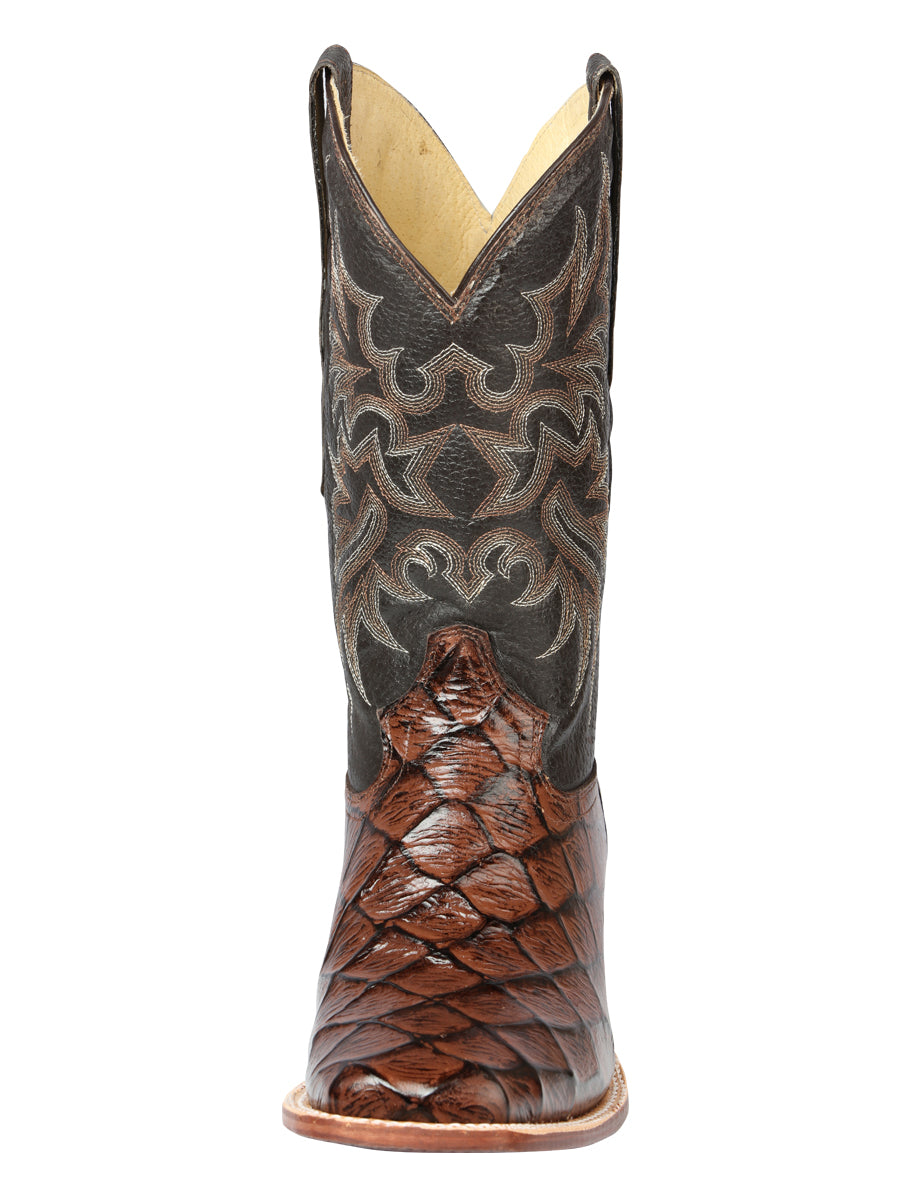 El Señor de los Cielos Men’s Rodeo Boot - Monster Fish Imitation Leather - Brown 44931 — view 2