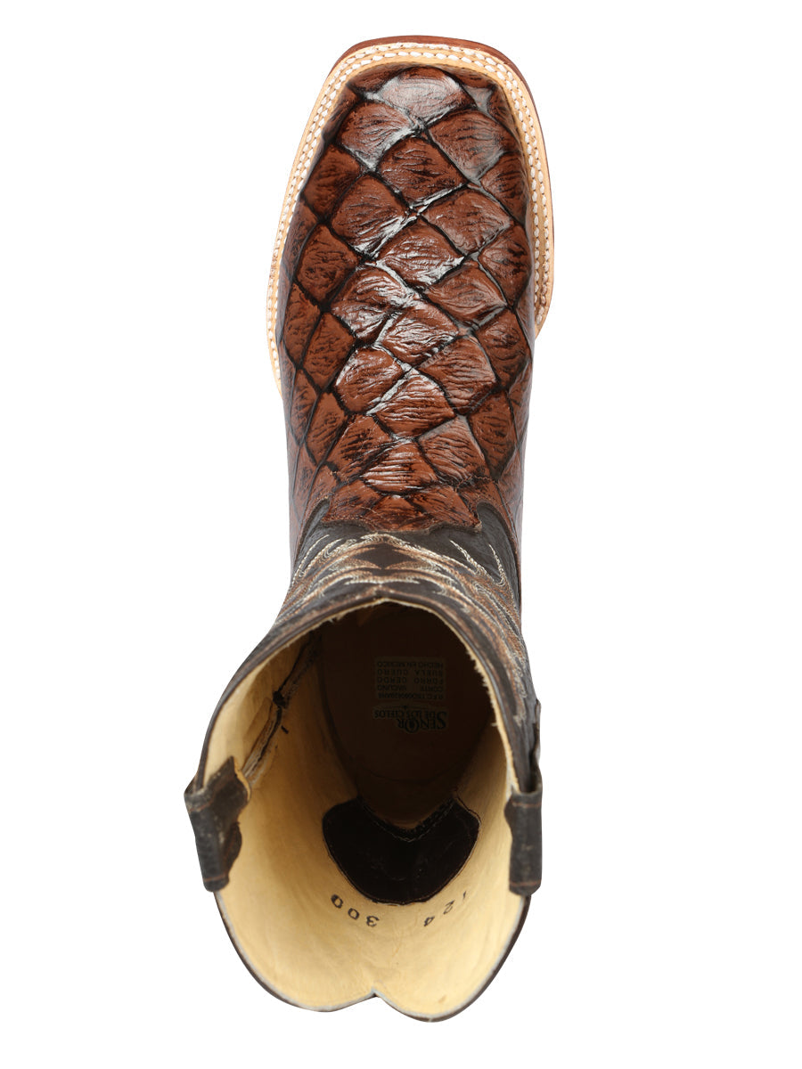 El Señor de los Cielos Men’s Rodeo Boot - Monster Fish Imitation Leather - Brown 44931 — view 4