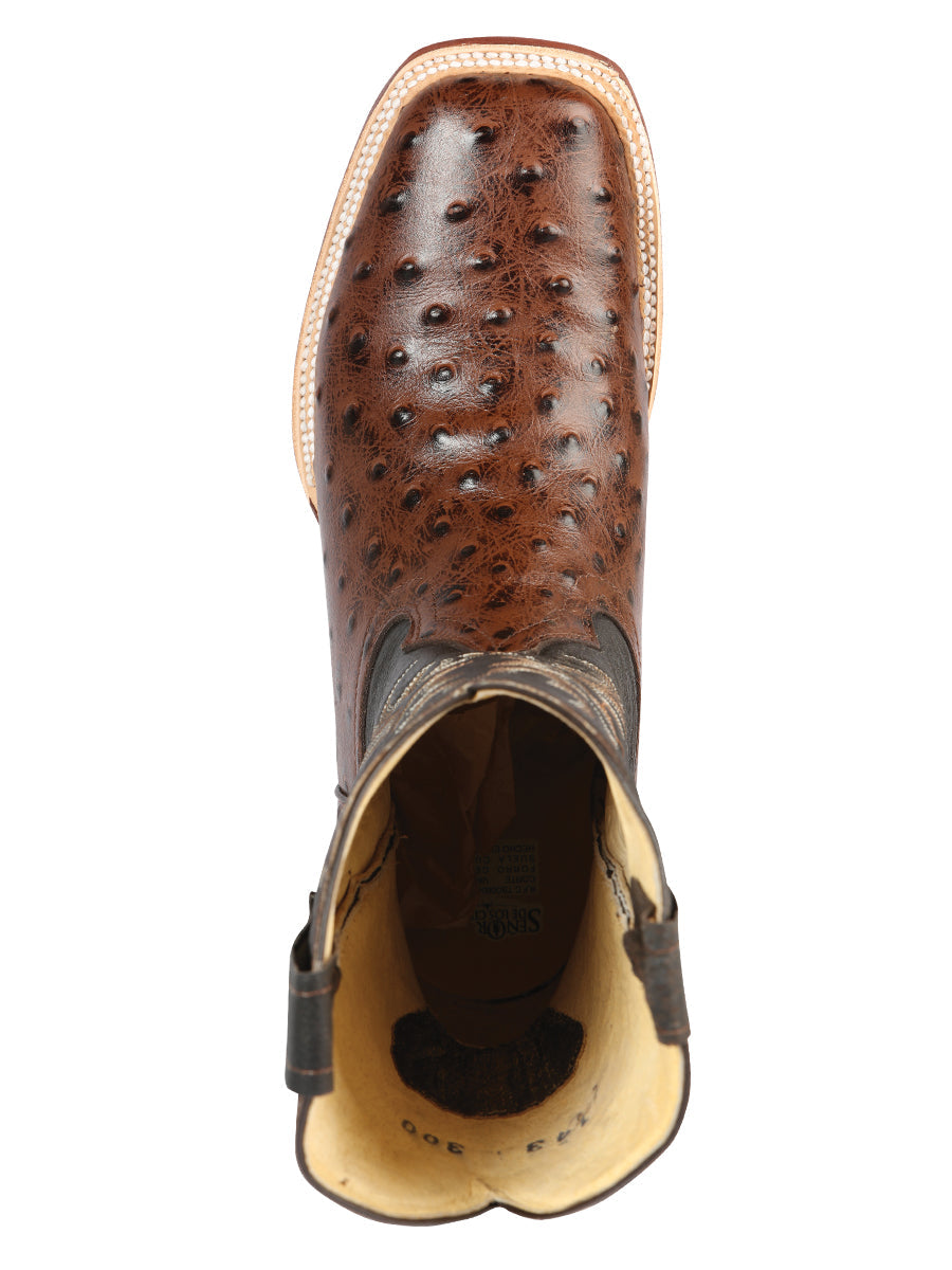 El Señor de los Cielos Men’s Rodeo Boot - Imitation Ostrich Leather - Brown 44934 — view 4