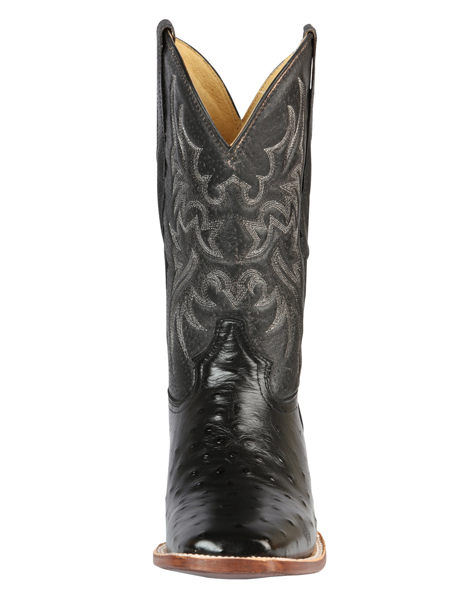 Men's Leather Cowboy Boots - Made in Mexico - Embossed Black Ostrich 44935 — view 2