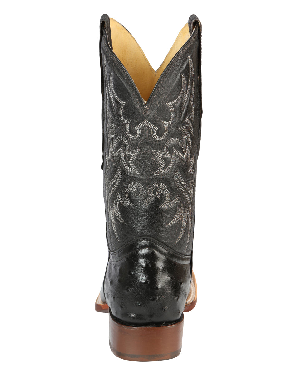 Men's Leather Cowboy Boots - Made in Mexico - Embossed Black Ostrich 44935 — view 3