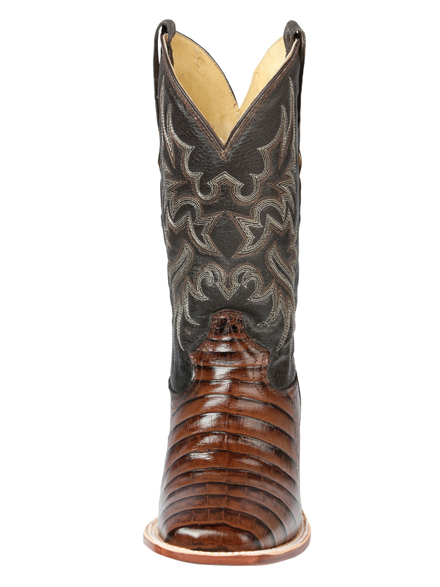 El Señor de los Cielos Men’s Rodeo Boot - Imitation Caiman Belly Leather - Brown 44937 — view 2