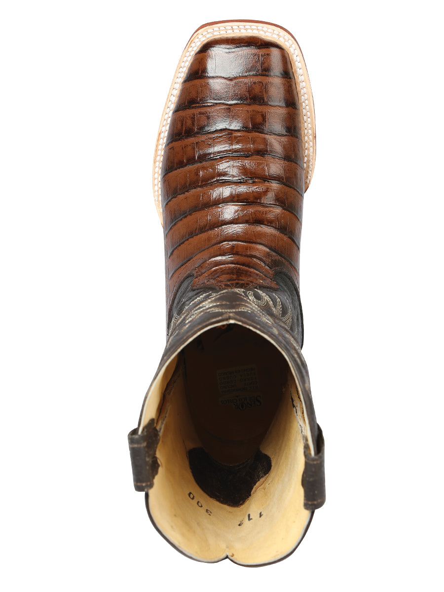 El Señor de los Cielos Men’s Rodeo Boot - Imitation Caiman Belly Leather - Brown 44937 — view 4
