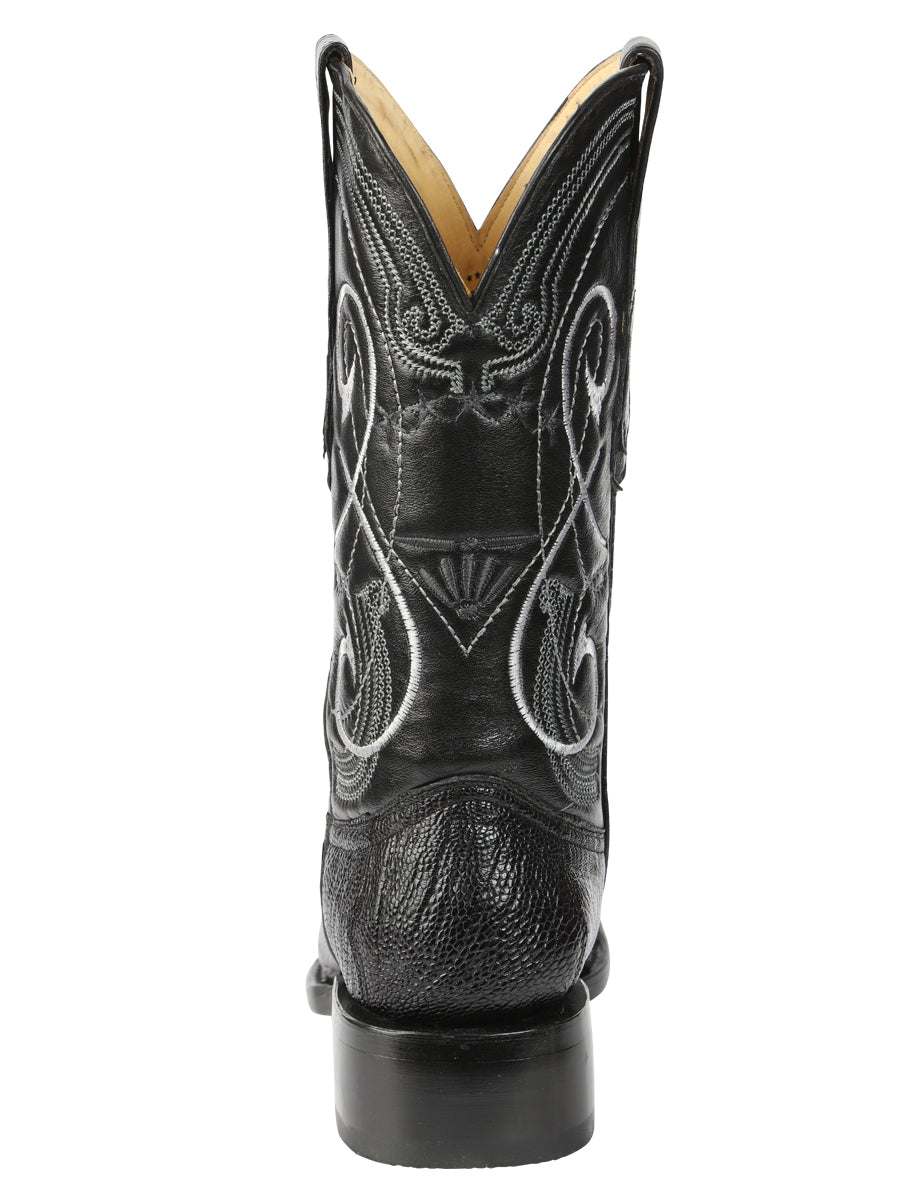 El General Men's Exotic Ostrich Leg Cowboy Boots - Black 45067 — view 3
