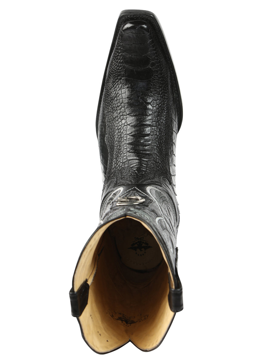El General Men's Exotic Ostrich Leg Cowboy Boots - Black 45067 — view 4