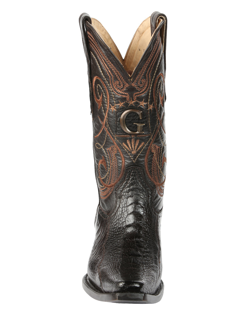 El General Men's Exotic Ostrich Leg Cowboy Boots - Brown 45068 — view 2