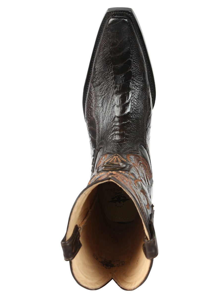 El General Men's Exotic Ostrich Leg Cowboy Boots - Brown 45068 — view 4