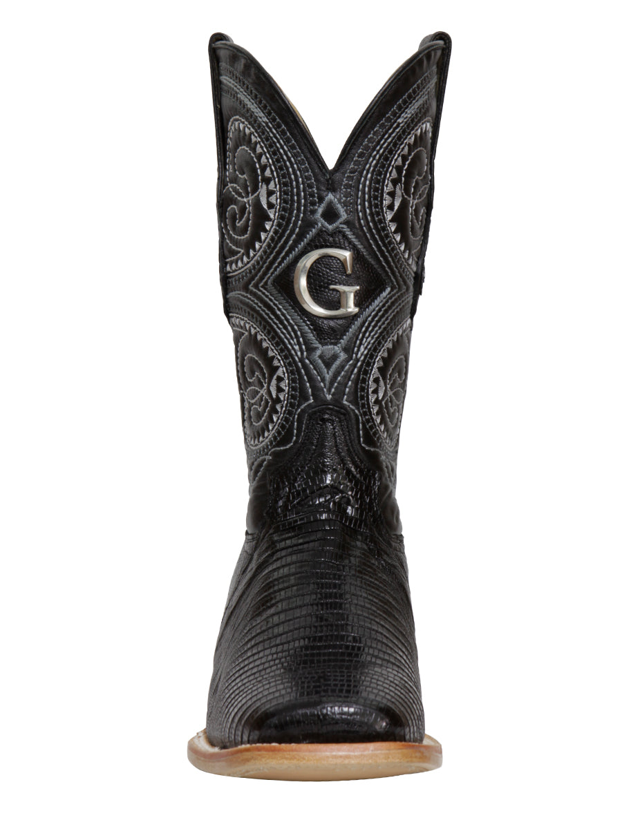 El General Men's Premium Exotic Lizard Cowboy Boots - Made in Mexico - Black 45069 — view 2