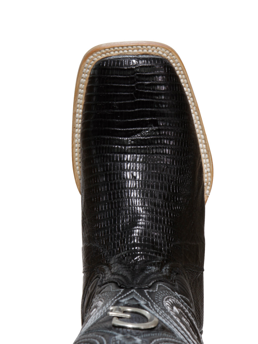 El General Men's Premium Exotic Lizard Cowboy Boots - Made in Mexico - Black 45069 — view 3