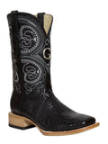 El General Men's Premium Exotic Lizard Cowboy Boots - Made in Mexico - Black 45069