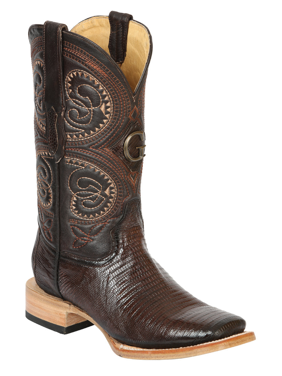 El General Men's Exotic Lizard Rodeo Cowboy Boots - Brown 45070 — view 2