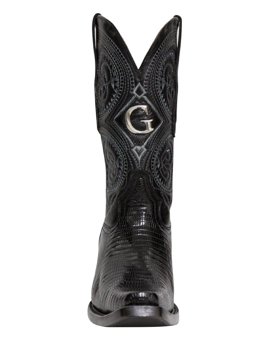 El General Men's Exotic Lizard Cowboy Boots - Black 45072 — view 2