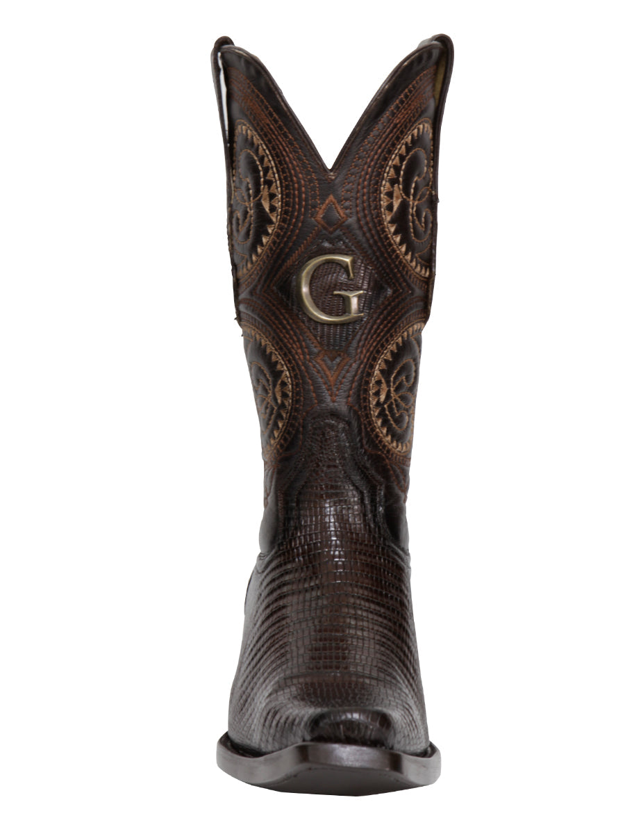 El General Men’s Exotic Lizard Cowboy Boots – Brown – Style 45073 — view 2