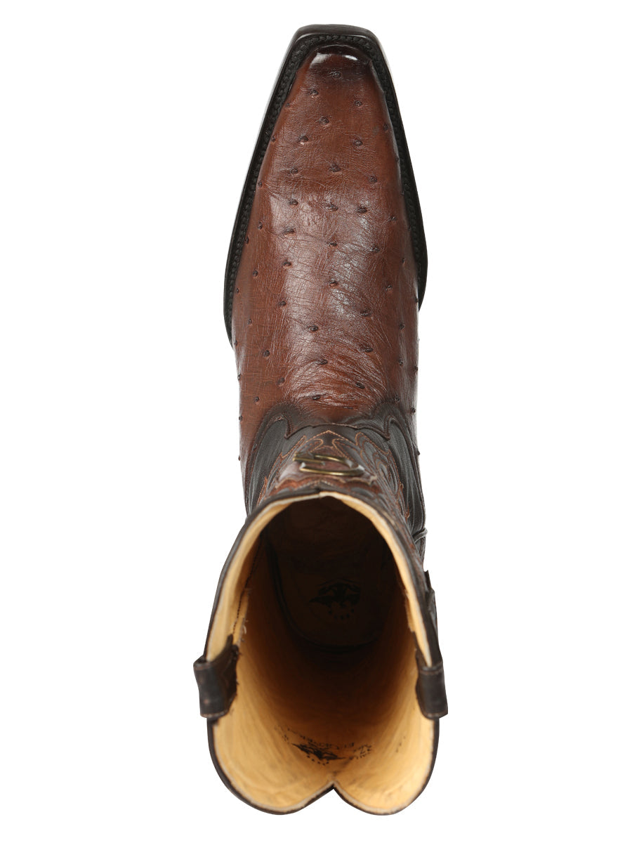 El General Men's Exotic Ostrich Leather Cowboy Boots - Brown 45076 — view 6