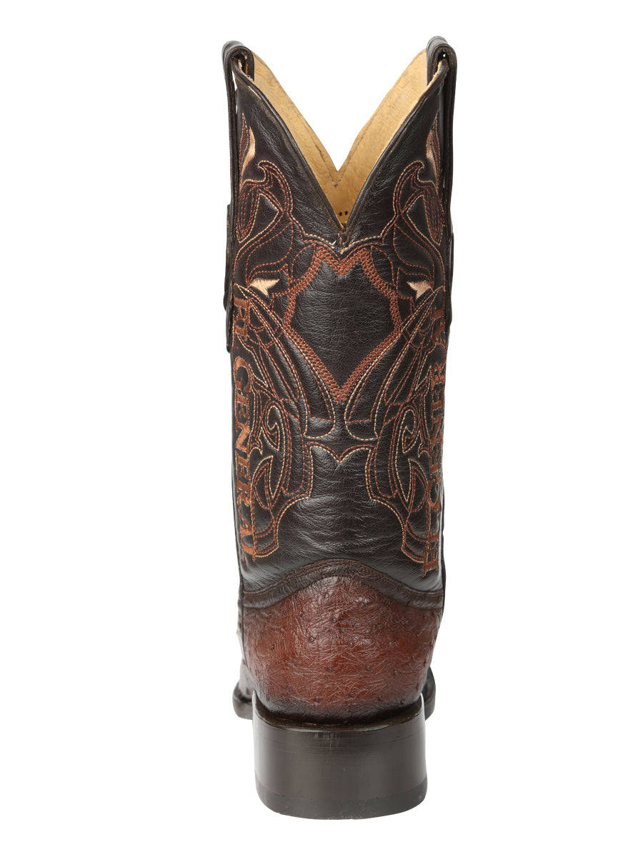El General Men's Exotic Ostrich Leather Cowboy Boots - Brown 45076 — view 7