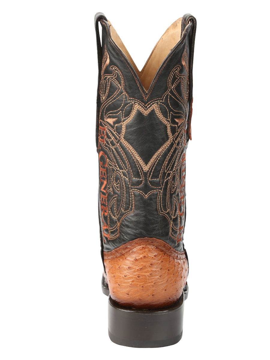 El General Men's Exotic Ostrich Leather Cowboy Boots - Cognac 45077 — view 3