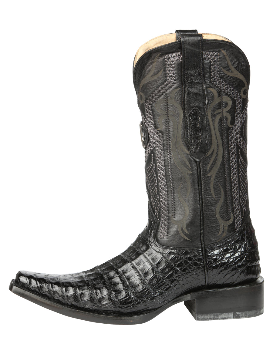 El General Men's Exotic Caiman Belly Cowboy Boots - Black 45078 — view 2
